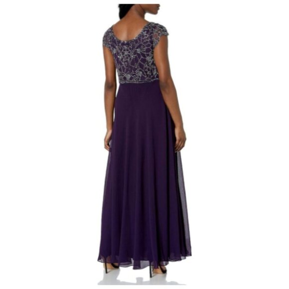 **J Kara** Women's Petite Long Dress with Flutter Sleeve 14P NWOT - Picture 2 of 8